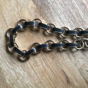 Banana Republic Gold and Black Leather Necklace